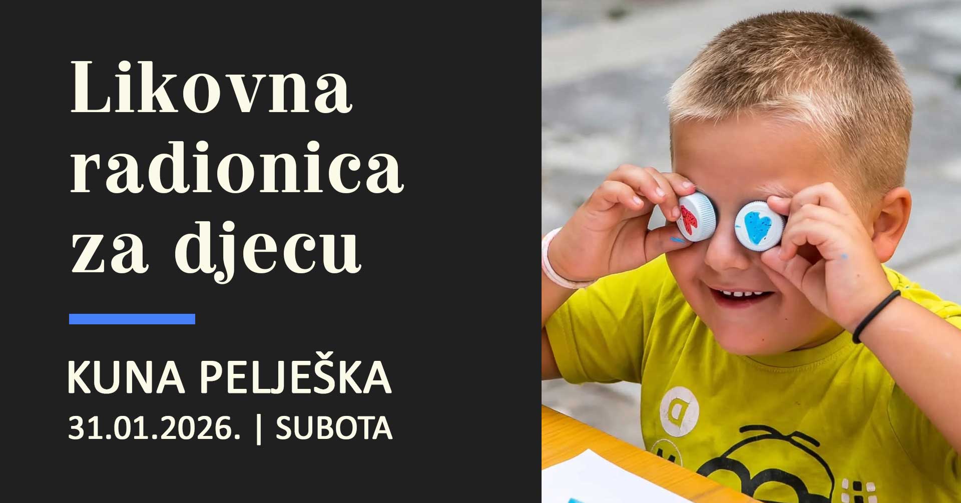 Likovna radionica Kuna Pelješac - Subota 31.01.2026. u 18:00 sati u Osnovnoj školi Kuna.